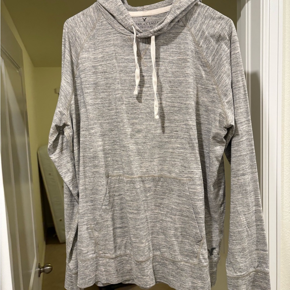 Gray Hooded Thin Sweatshirt